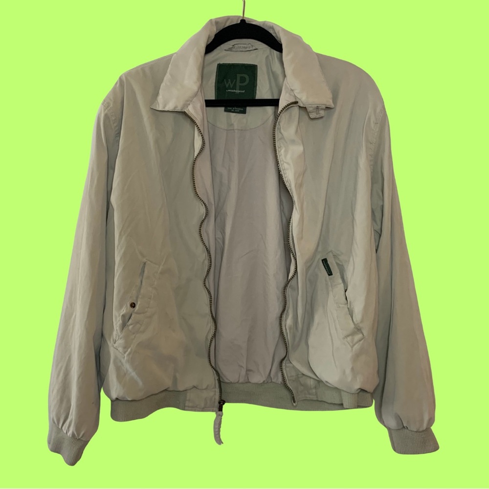 Men's Grey Lightweight Weatherproof Bomber Jacket - Small Scuff, Minor Stain